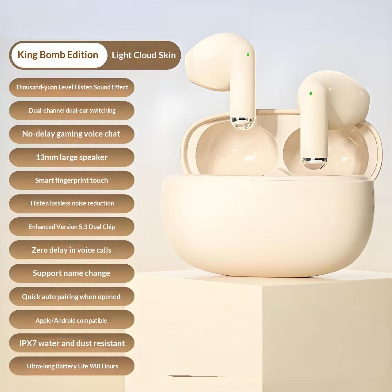 True Wireless Noise-canceling Bluetooth Earbuds With High Sound Quality And Ultra-long Battery Life