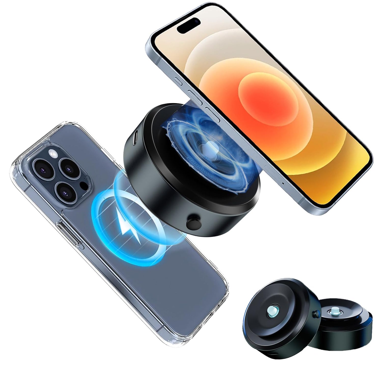 Suction Cup Phone MountMagnetic Phone Holder with Electric Suction CupMultifunctional Phone Holders for Your Car/Gyms/Bathroom/Makeup Mirror/Screens/GlassCompatible iPhone 16 15/14/13/12/Android