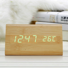 LED Mute Digital Alarm Clock | Wood Finish Desktop Timer