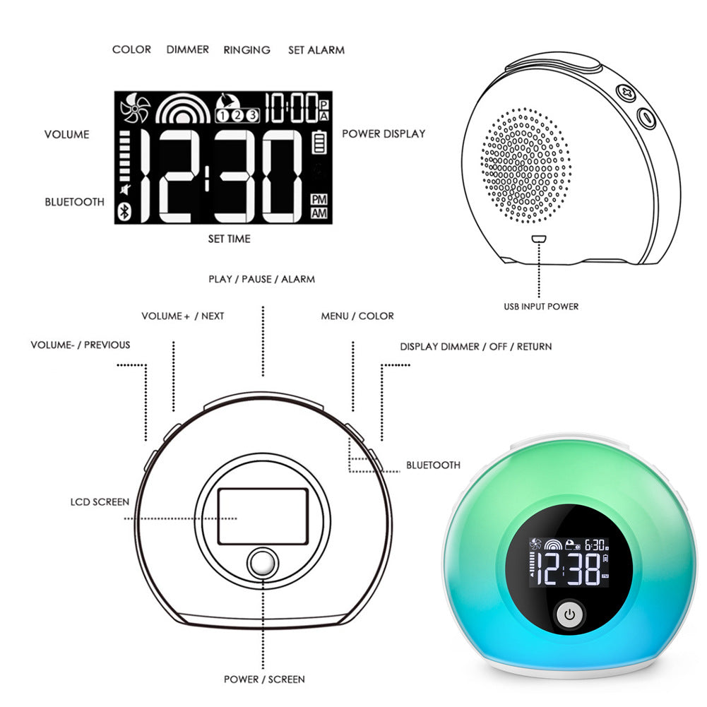 Digital Music Alarm Clock | Bluetooth 5.0 LED Speaker