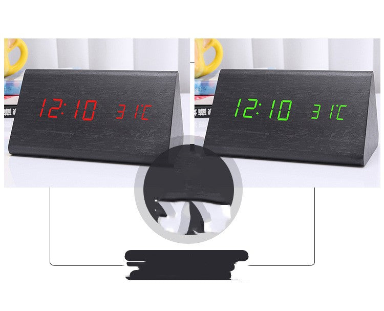 LED Mute Digital Alarm Clock | Wood Finish Desktop Timer