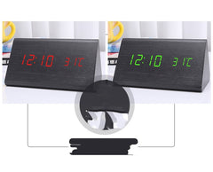 LED Mute Digital Alarm Clock | Wood Finish Desktop Timer