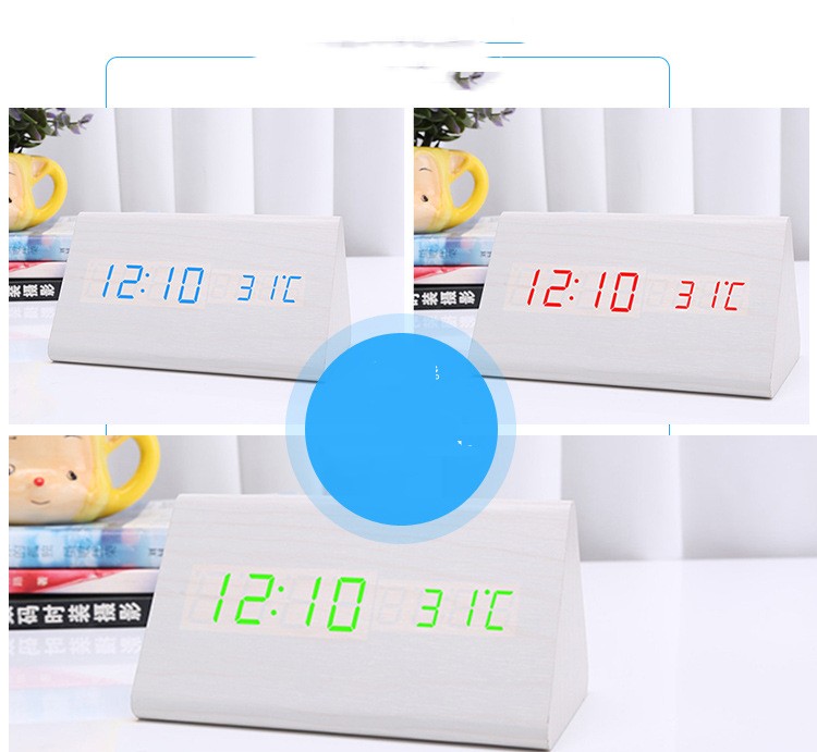 LED Mute Digital Alarm Clock | Wood Finish Desktop Timer