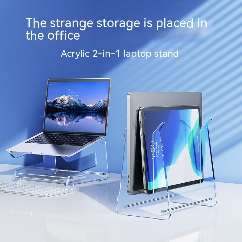Acrylic Laptop Riser Vertical Storage