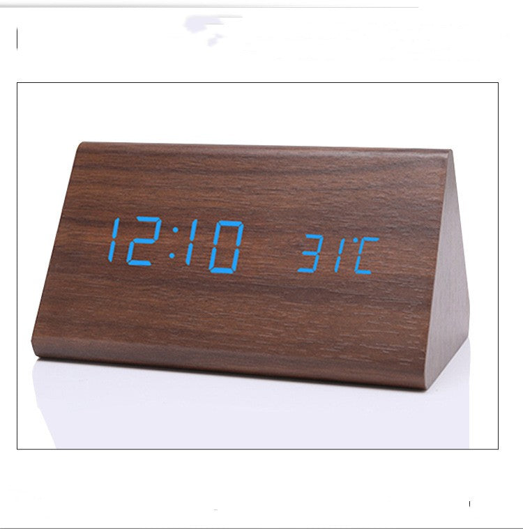 LED Mute Digital Alarm Clock | Wood Finish Desktop Timer
