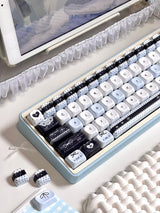 Handwritten-style Blue And Black Keycaps For Mechanical Keyboards FOA Profile Sublimated On All Five Sides