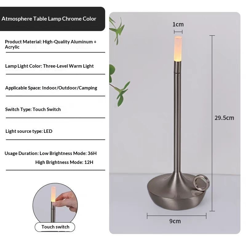 LED Candle Charging Restaurant Bar Lamp Desktop Decoration Atmosphere Touch Night Light Led Desk Lamps Candlelight Table Lamp
