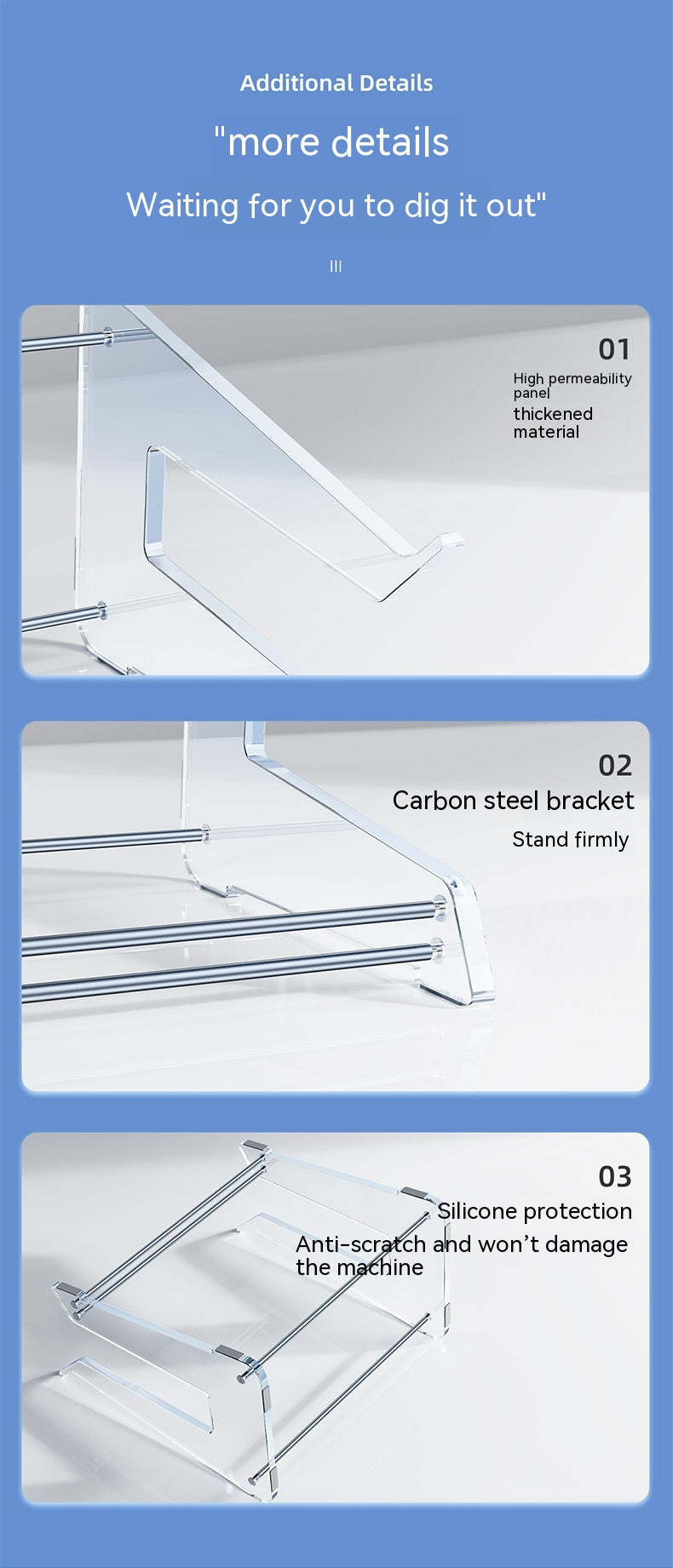 Acrylic Laptop Riser Vertical Storage